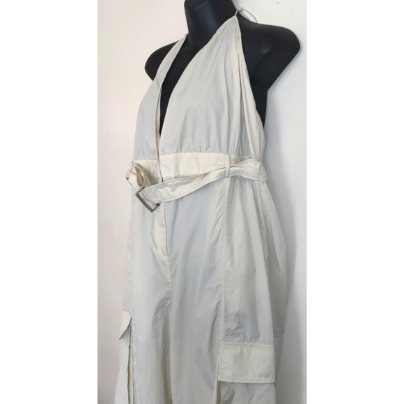 Zara Parachute Jumpsuit XL Halter Cargo Gorp Plunge ECRU Cream NWT Limited Belt - Picture 3 of 16